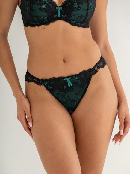 Pour Moi Amour Floral Lace Brazilian Knickers - view 2, Black/Forest