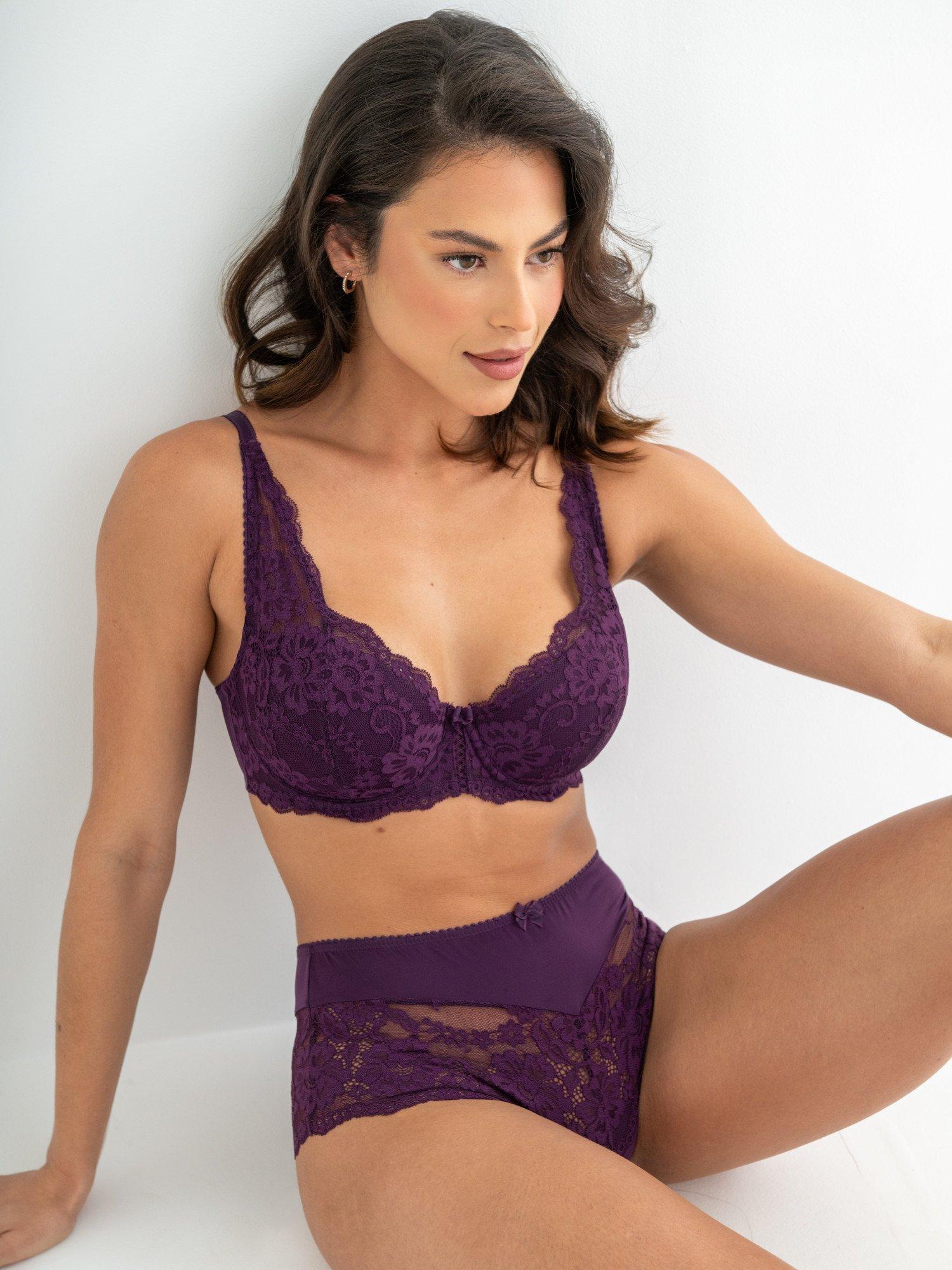 Product image 7 of 10, which shows Pour Moi Fleur Shorty Knickers, Plum, 10