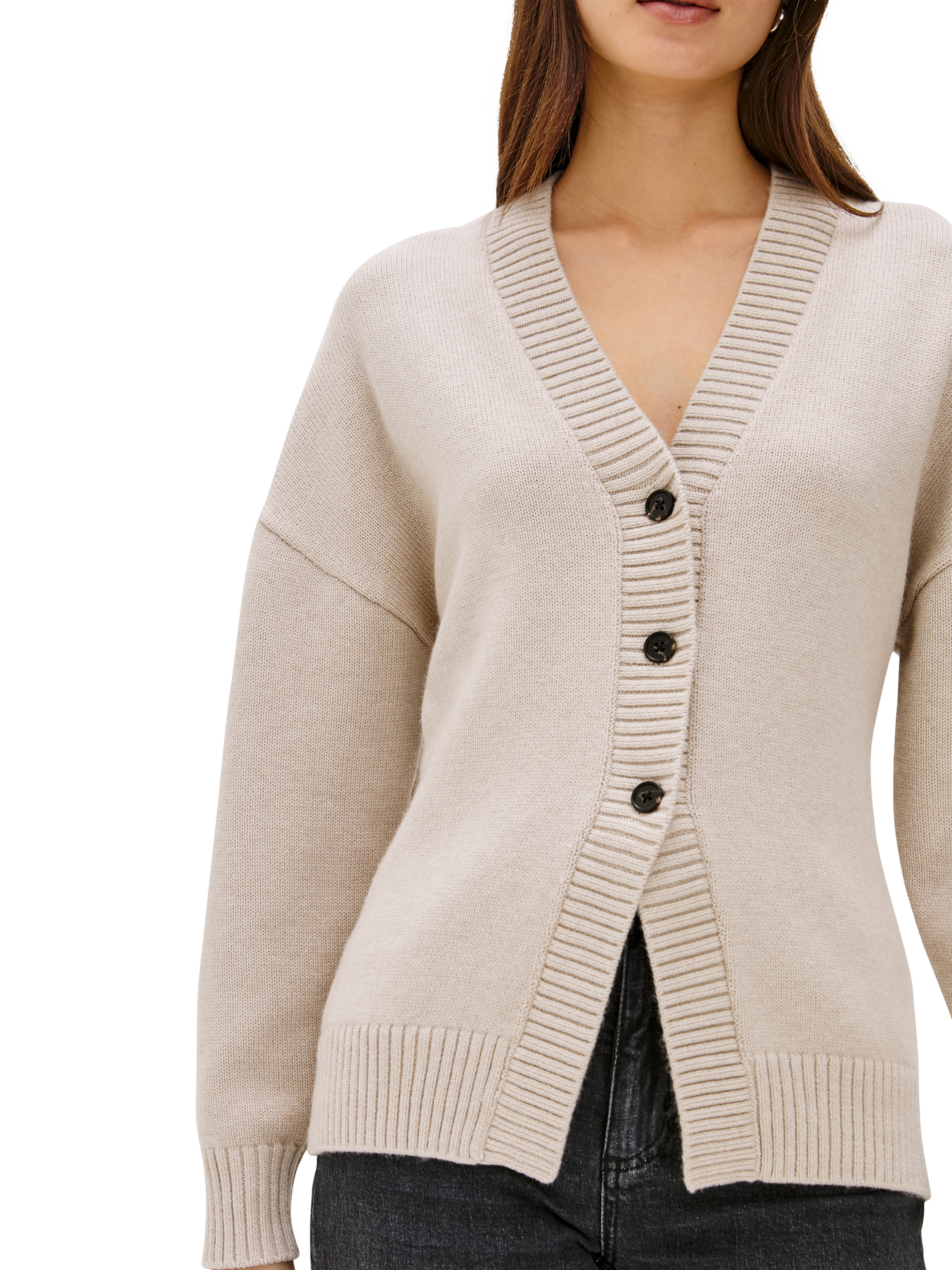 Product image 3 of 5, which shows Rails Philippa Longline Cardigan, Taupe, XS