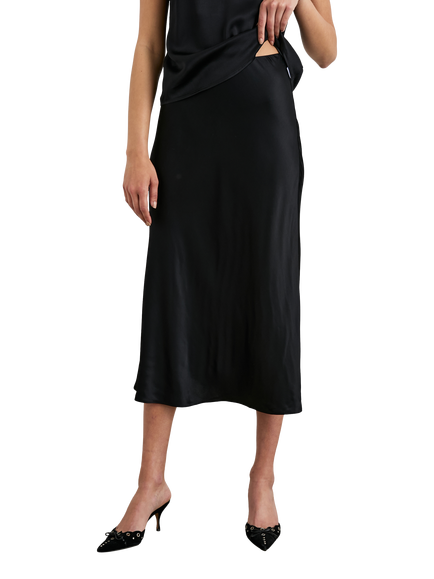 Rails Anya Satin Midi Skirt, Black