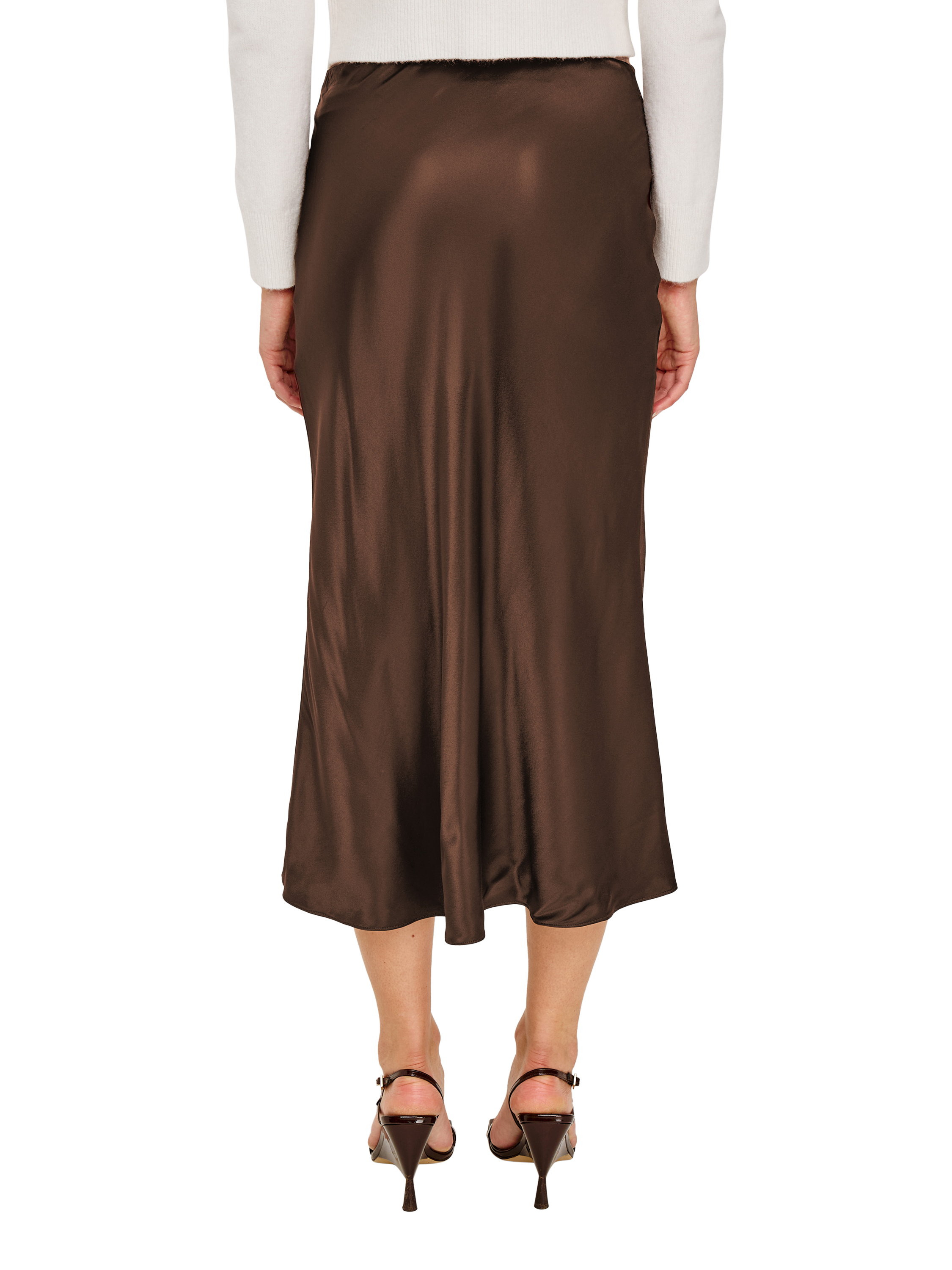 Product image 5 of 6, which shows Rails Anya Satin Midi Skirt, Espresso, XS