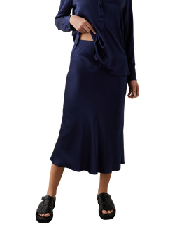 Rails Anya Satin Midi Skirt, Navy
