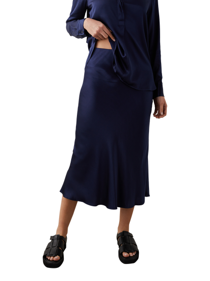 Rails Anya Satin Midi Skirt, Navy