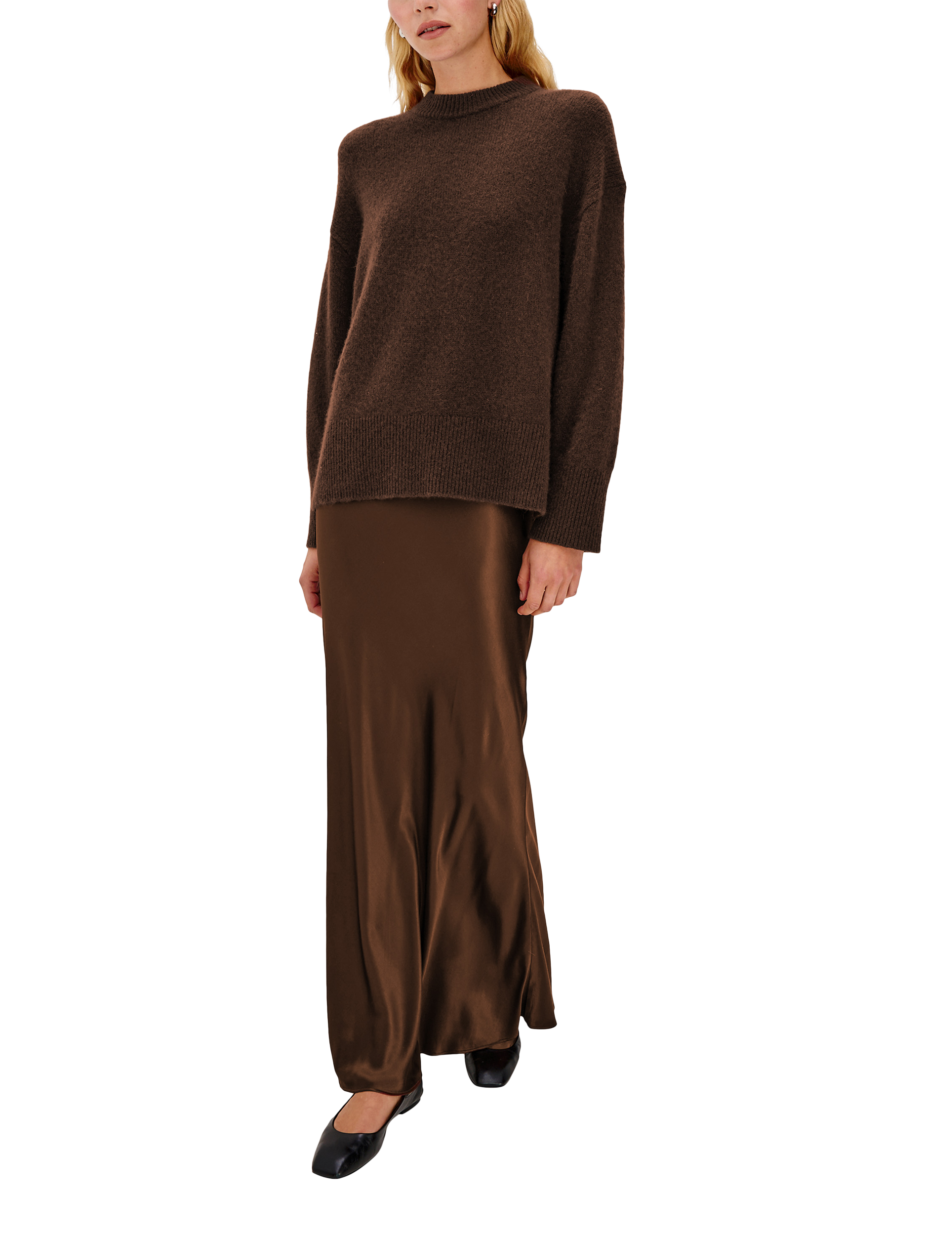 Product image 2 of 6, which shows Rails Romina Satin Crepe Skirt, Espresso, XS