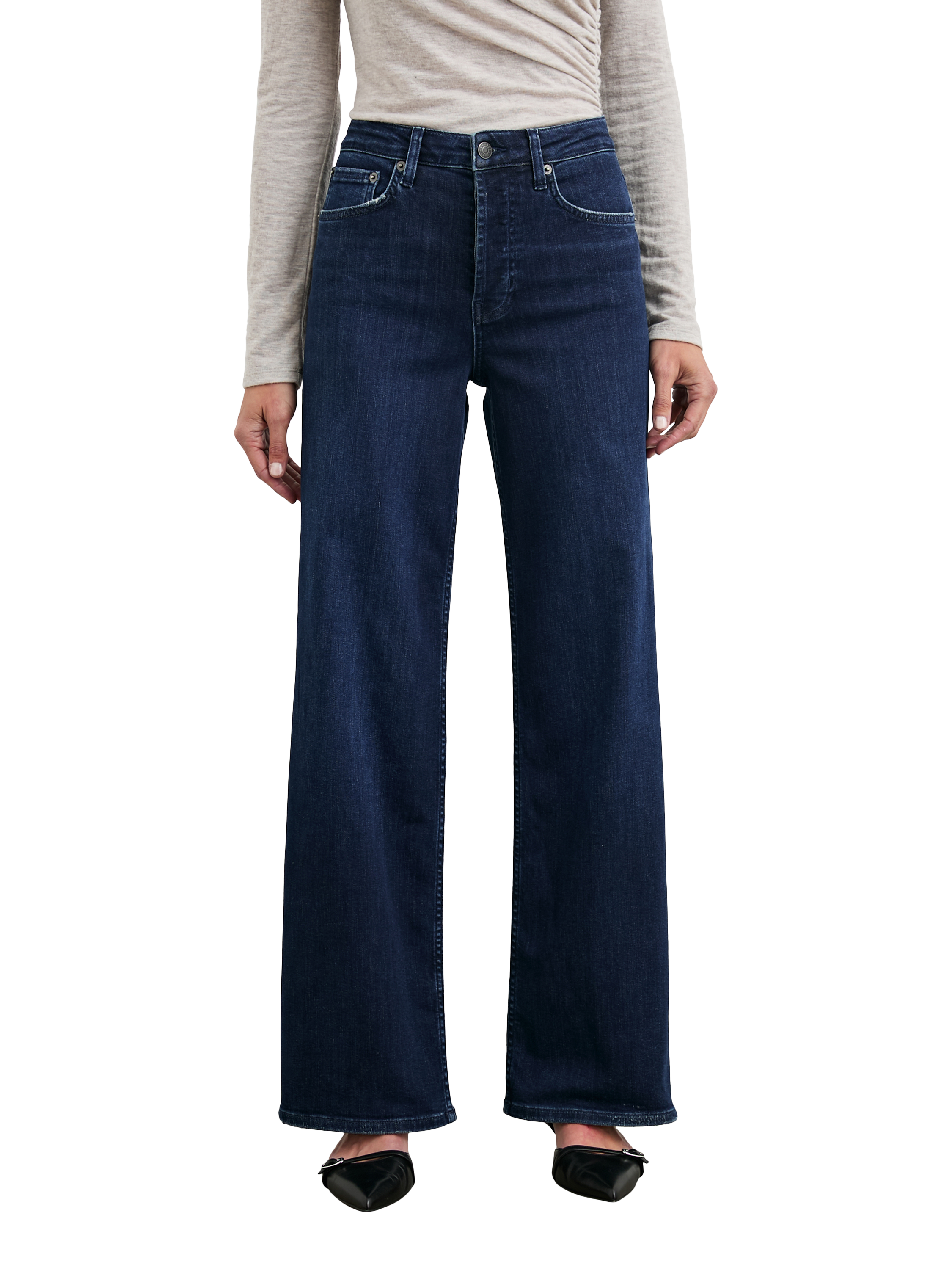 Product image 1 of 8, which shows Rails Getty High Rise Flared Jeans, After Midnight, 24