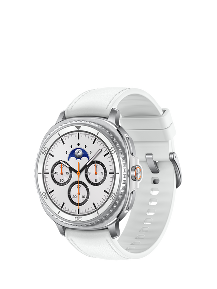Samsung Galaxy Watch8 Classic, Bluetooth, 46mm, Galaxy AI, Stainless Steel with Hybrid Strap, White