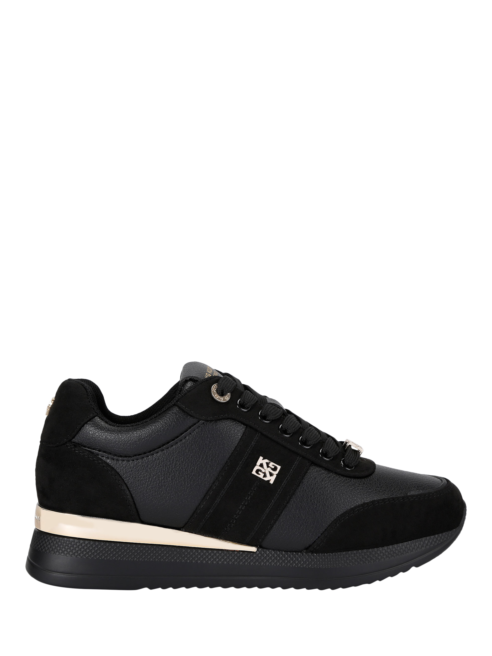 Product image 1 of 5, which shows KG Kurt Geiger Lina Lace Up Trainers, Black, 3