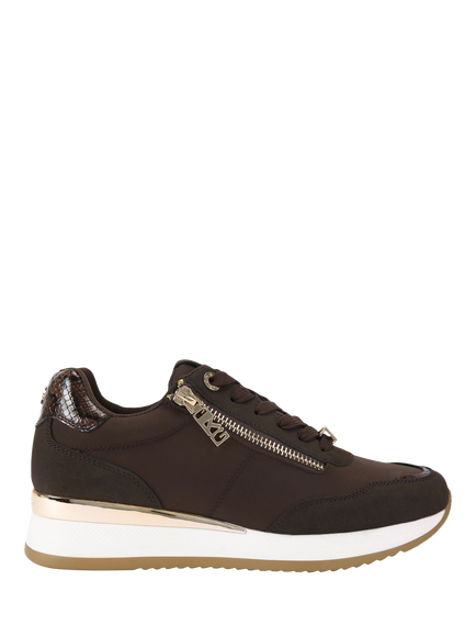 KG Kurt Geiger Lina Lace Up Fashion Trainers, Brown, Brown