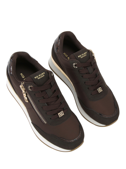 KG Kurt Geiger Lina Lace Up Fashion Trainers, Brown - view 2, Brown