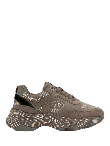 KG Kurt Geiger Lucile Embellished Lace Up Trainers, Brown
