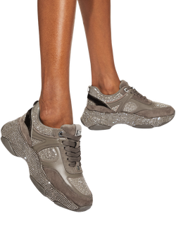 KG Kurt Geiger Lucile Embellished Lace Up Trainers - view 2, Brown