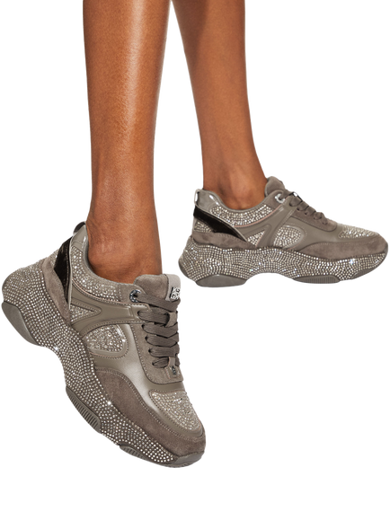 KG Kurt Geiger Lucile Embellished Lace Up Trainers - view 2, Brown