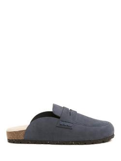 Celtic & Co. Nubuck and Sheepskin Clogs, Navy