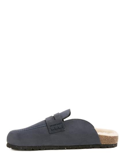 Celtic & Co. Nubuck and Sheepskin Clogs - view 2, Navy