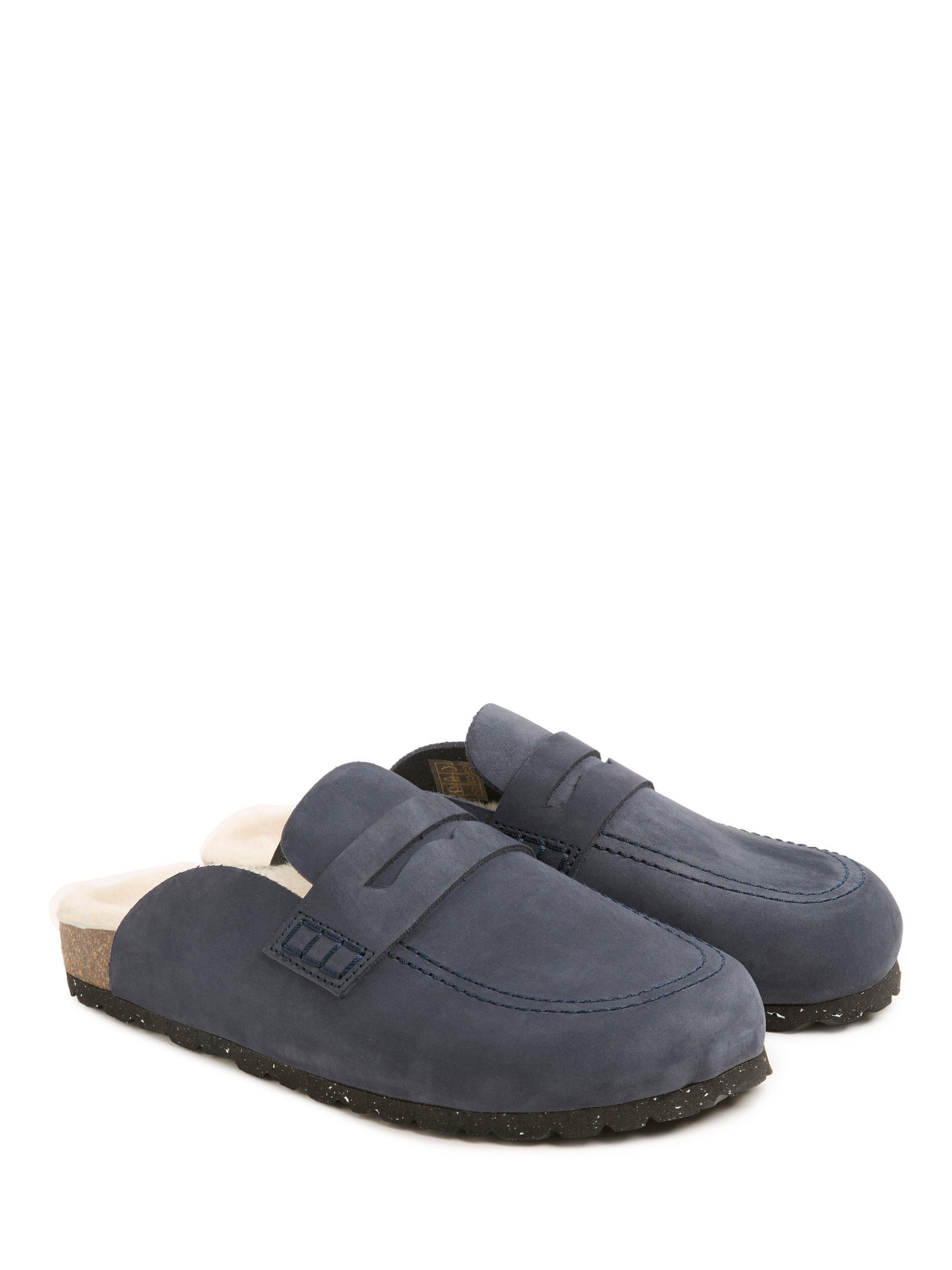 Product image 3 of 6, which shows Celtic & Co. Nubuck and Sheepskin Clogs, Navy, EU36
