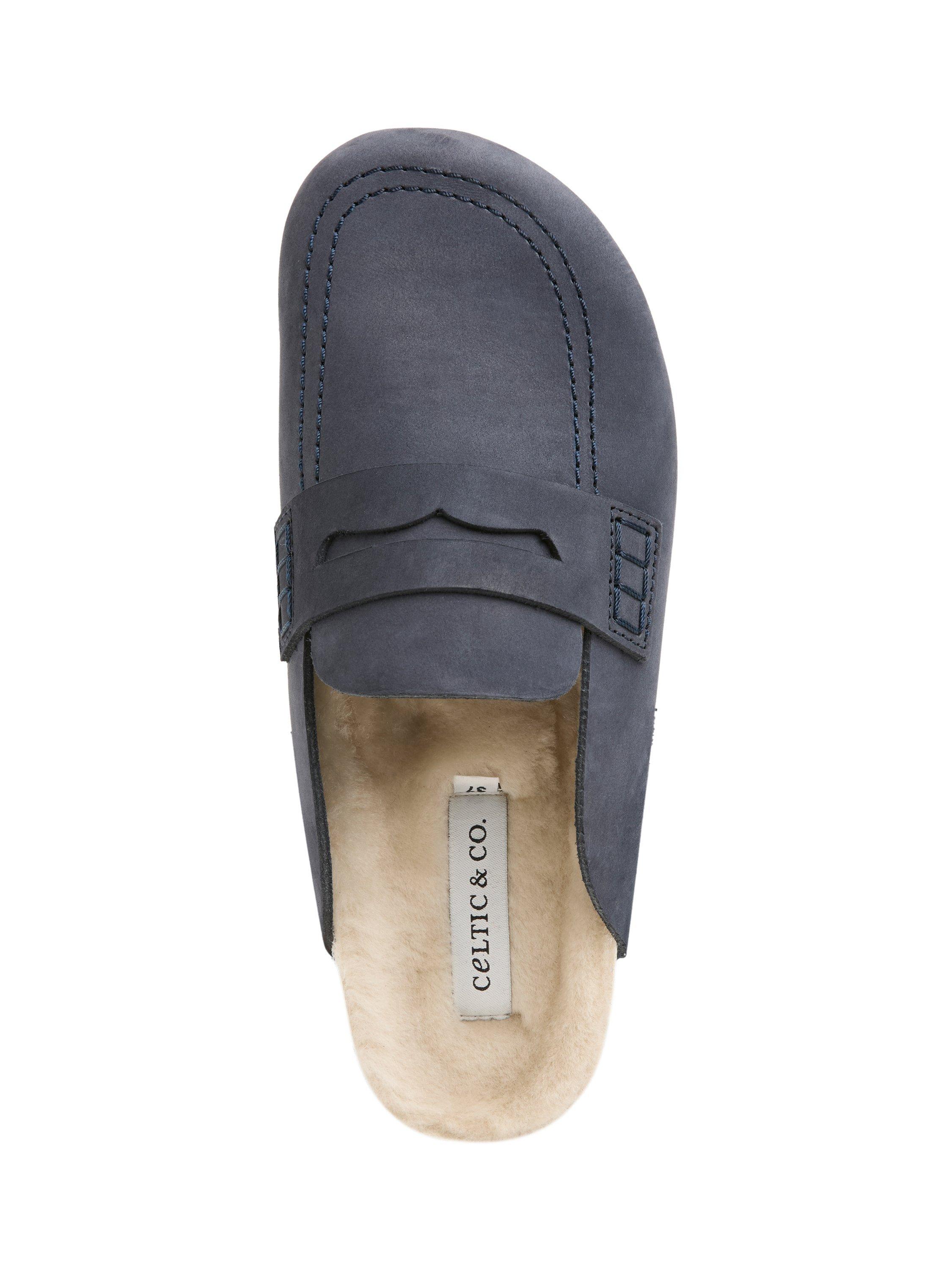 Product image 5 of 6, which shows Celtic & Co. Nubuck and Sheepskin Clogs, Navy, EU36