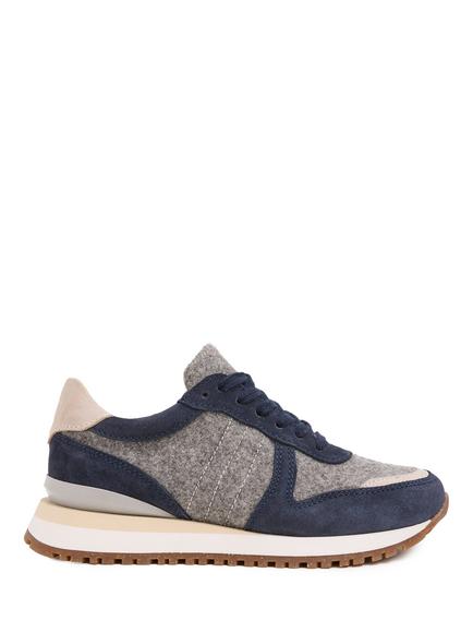 Celtic & Co. Wool Panel Lace Up Trainers, Navy / Grey