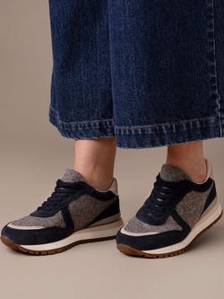 Celtic & Co. Wool Panel Lace Up Trainers - view 2, Navy / Grey