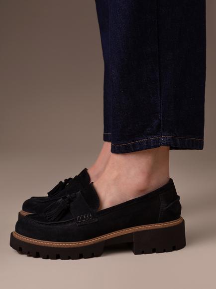 Celtic & Co. Tassel Suede Loafers - view 2, Navy