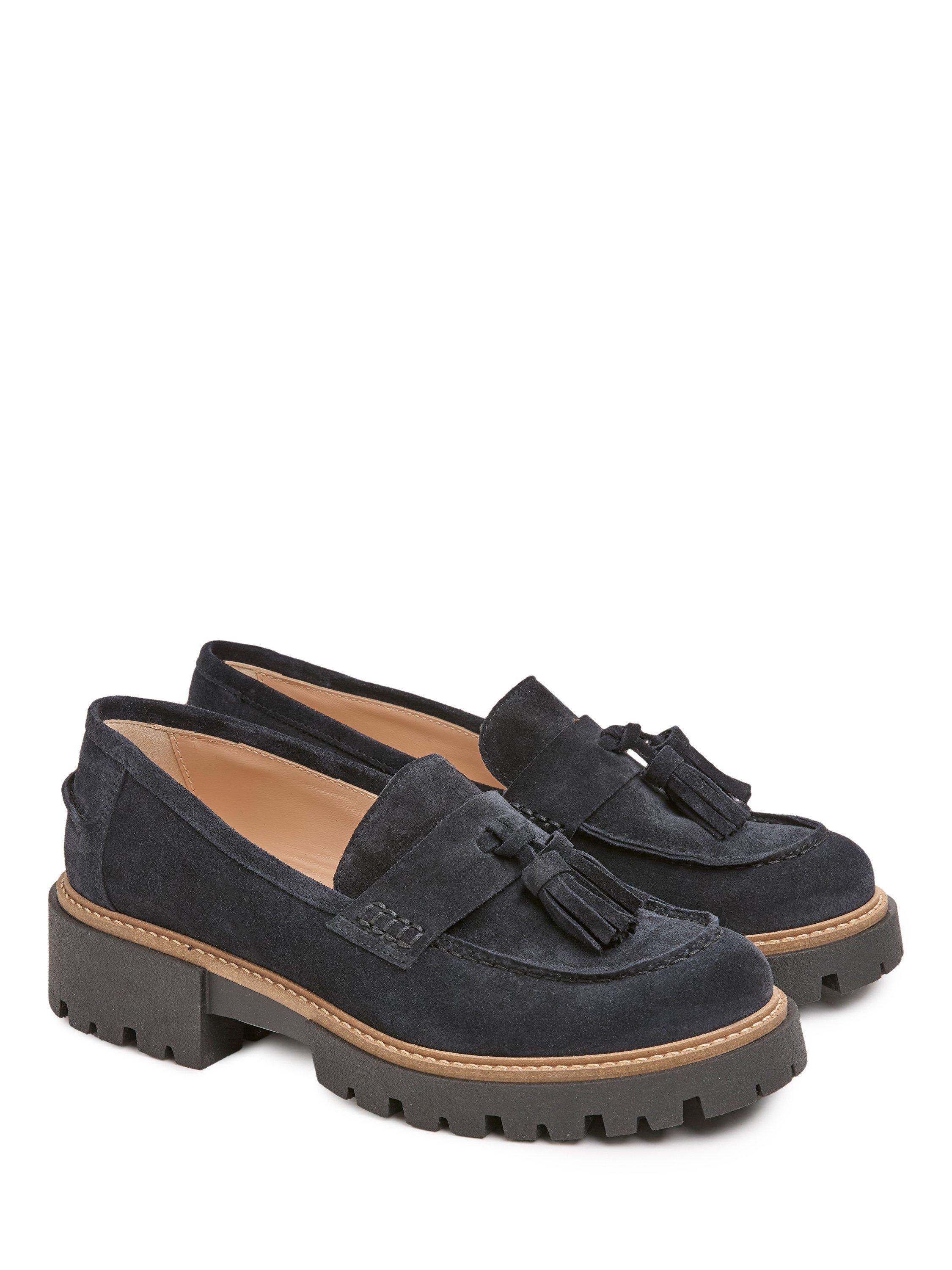 Product image 3 of 7, which shows Celtic & Co. Tassel Suede Loafers, Navy, EU36
