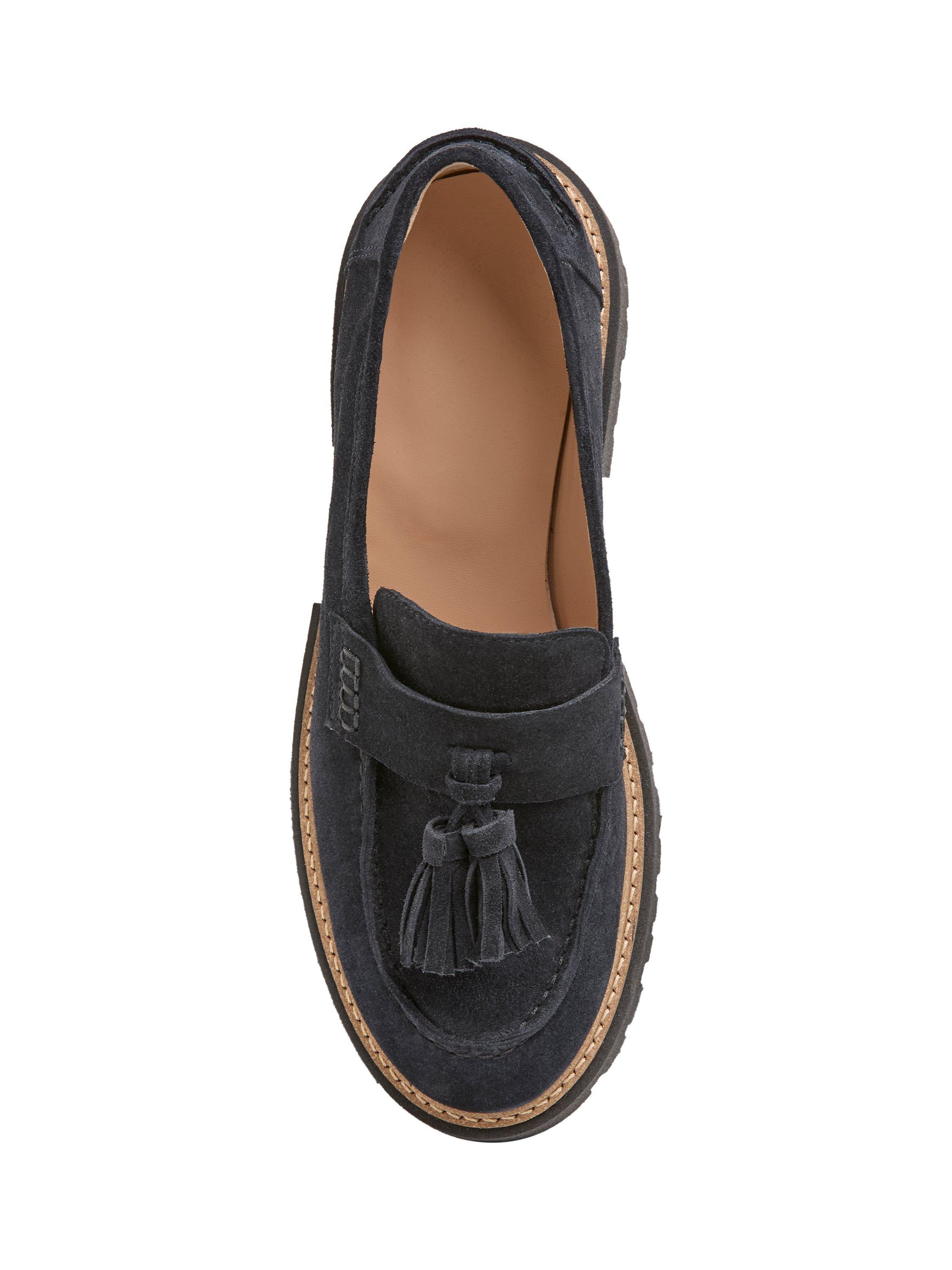 Product image 5 of 7, which shows Celtic & Co. Tassel Suede Loafers, Navy, EU36