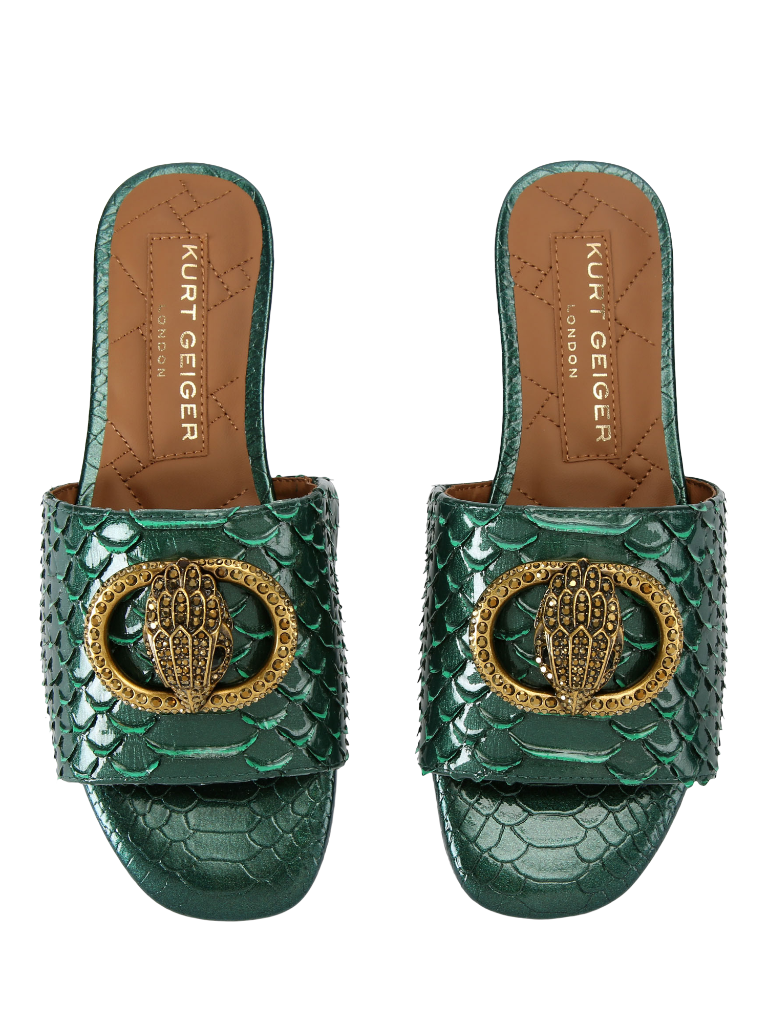 Product image 3 of 6, which shows Kurt Geiger London Chelsea Flat Sandals, Green, 3