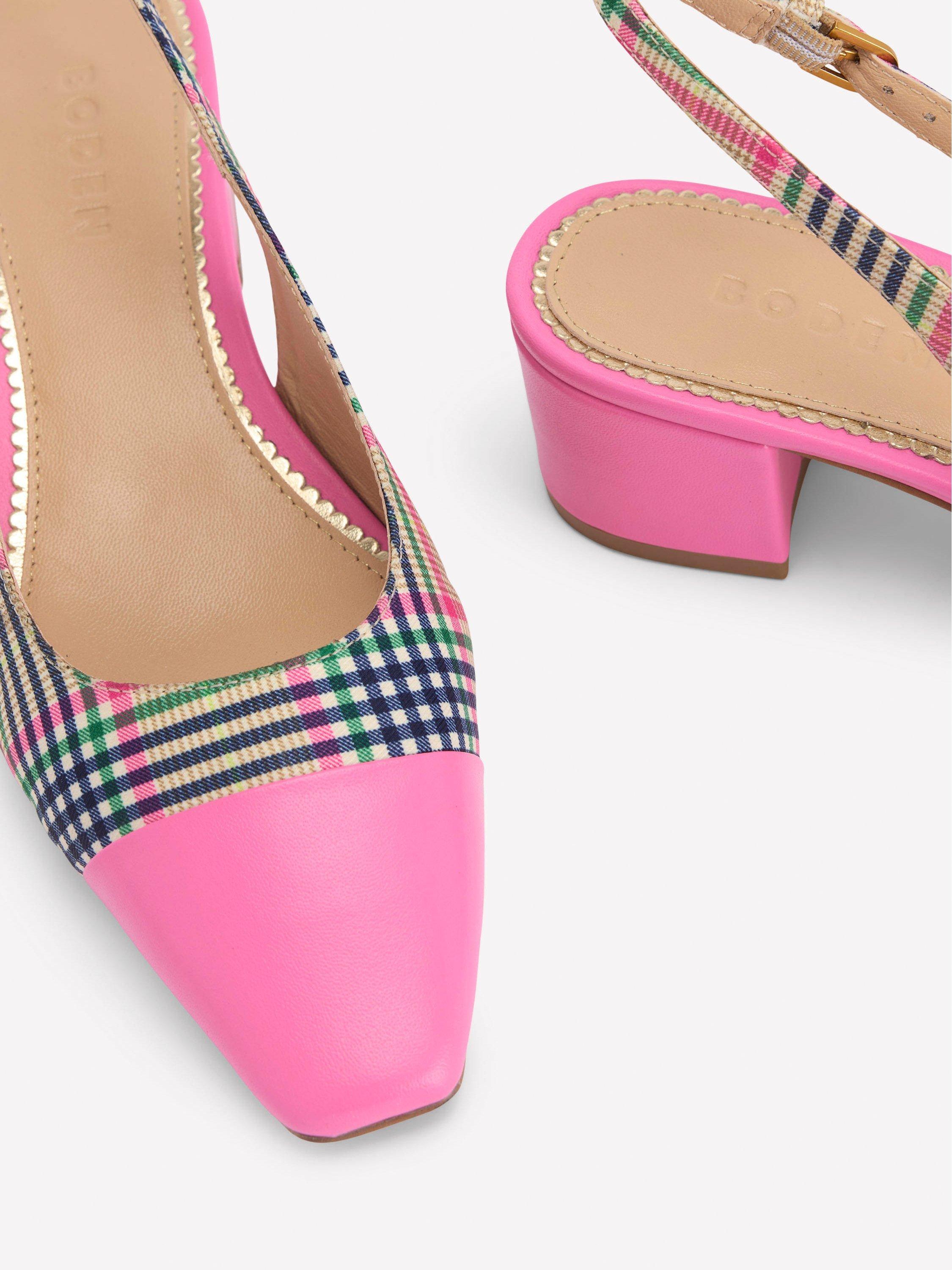 Product image 3 of 5, which shows Boden Ailsa Leather Block Heel Court Shoes, Multi, 4