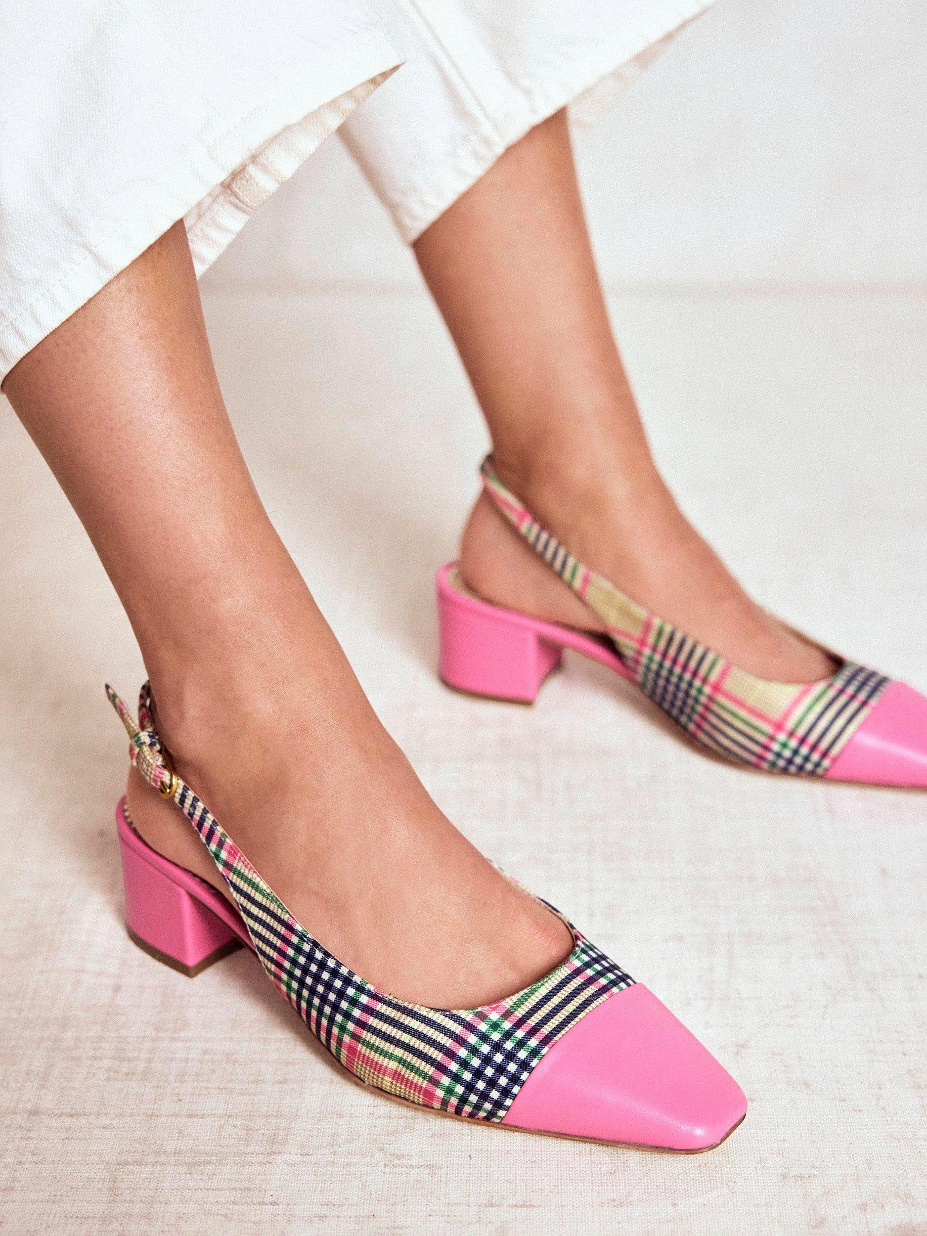 Product image 5 of 5, which shows Boden Ailsa Leather Block Heel Court Shoes, Multi, 4