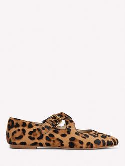 Boden Cross Strap Leopard Print Mary Jane Ballerina Pumps, Brown/Multi, Brown/Multi