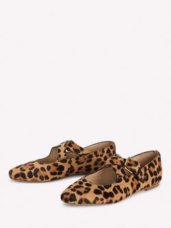 Boden Cross Strap Leopard Print Mary Jane Ballerina Pumps, Brown/Multi - view 2, Brown/Multi