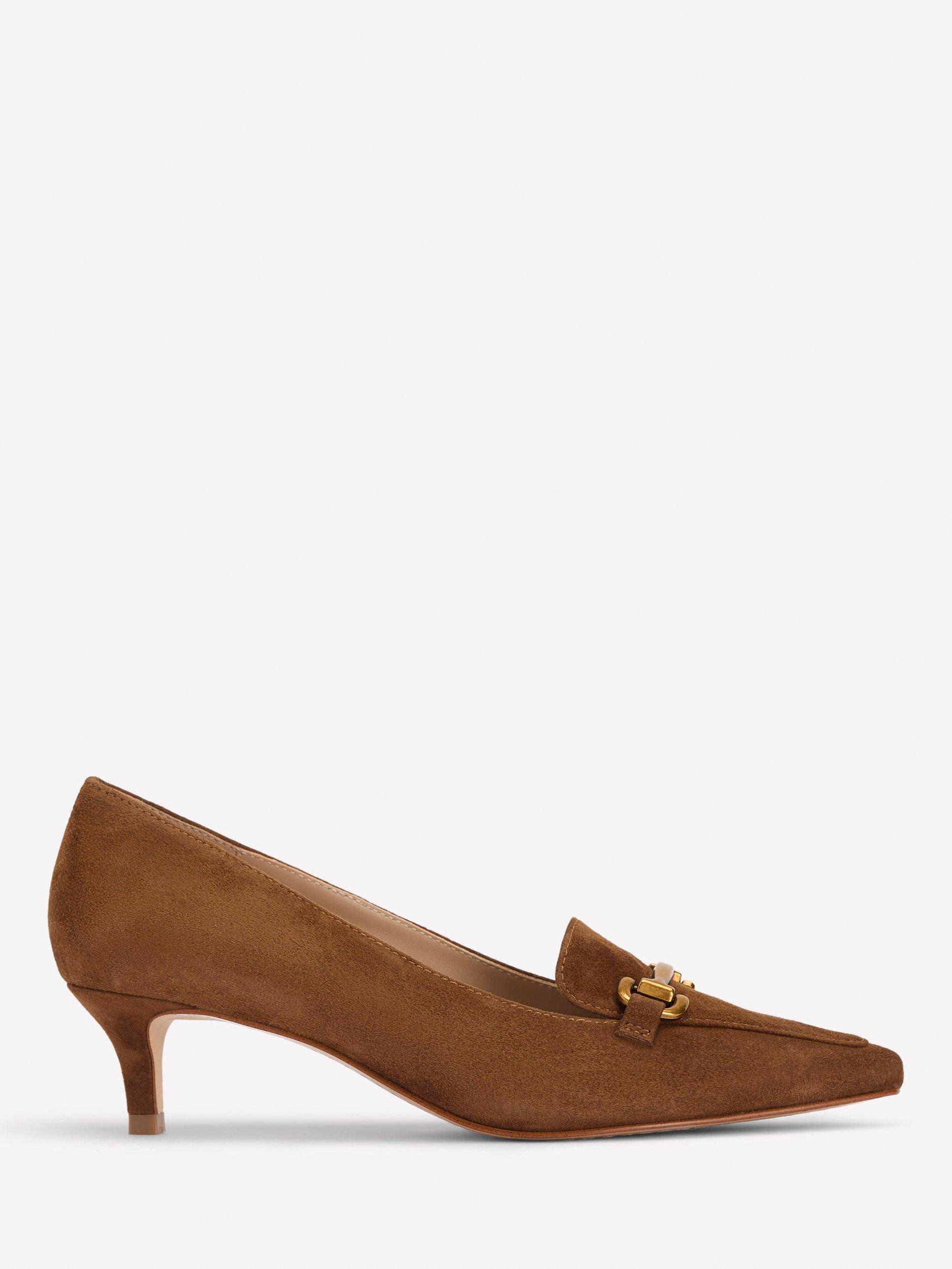 Boden Iris Suede Kitten Heel Loafers, Raw Umber