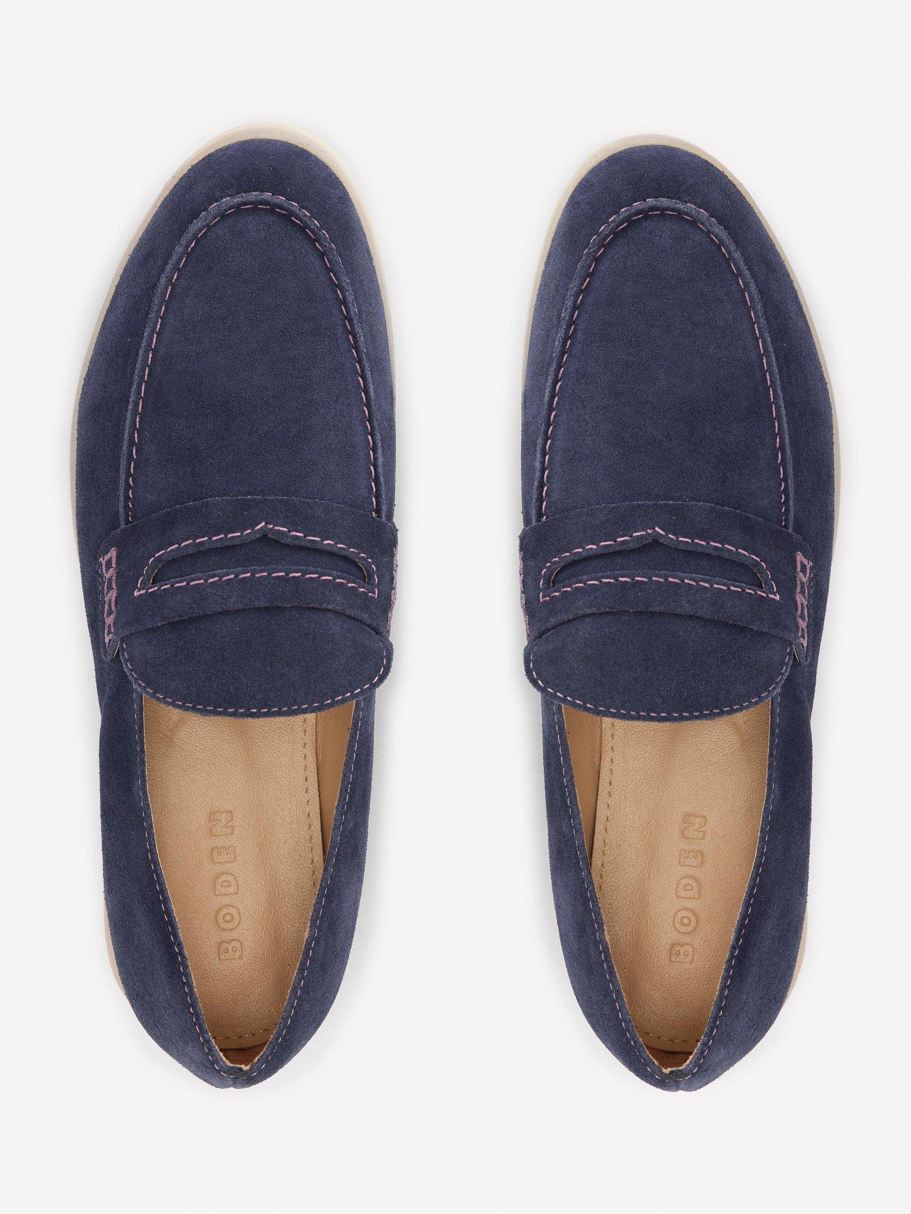 Product image 4 of 5, which shows Boden Easy Suede Soft Loafers, Navy, 4