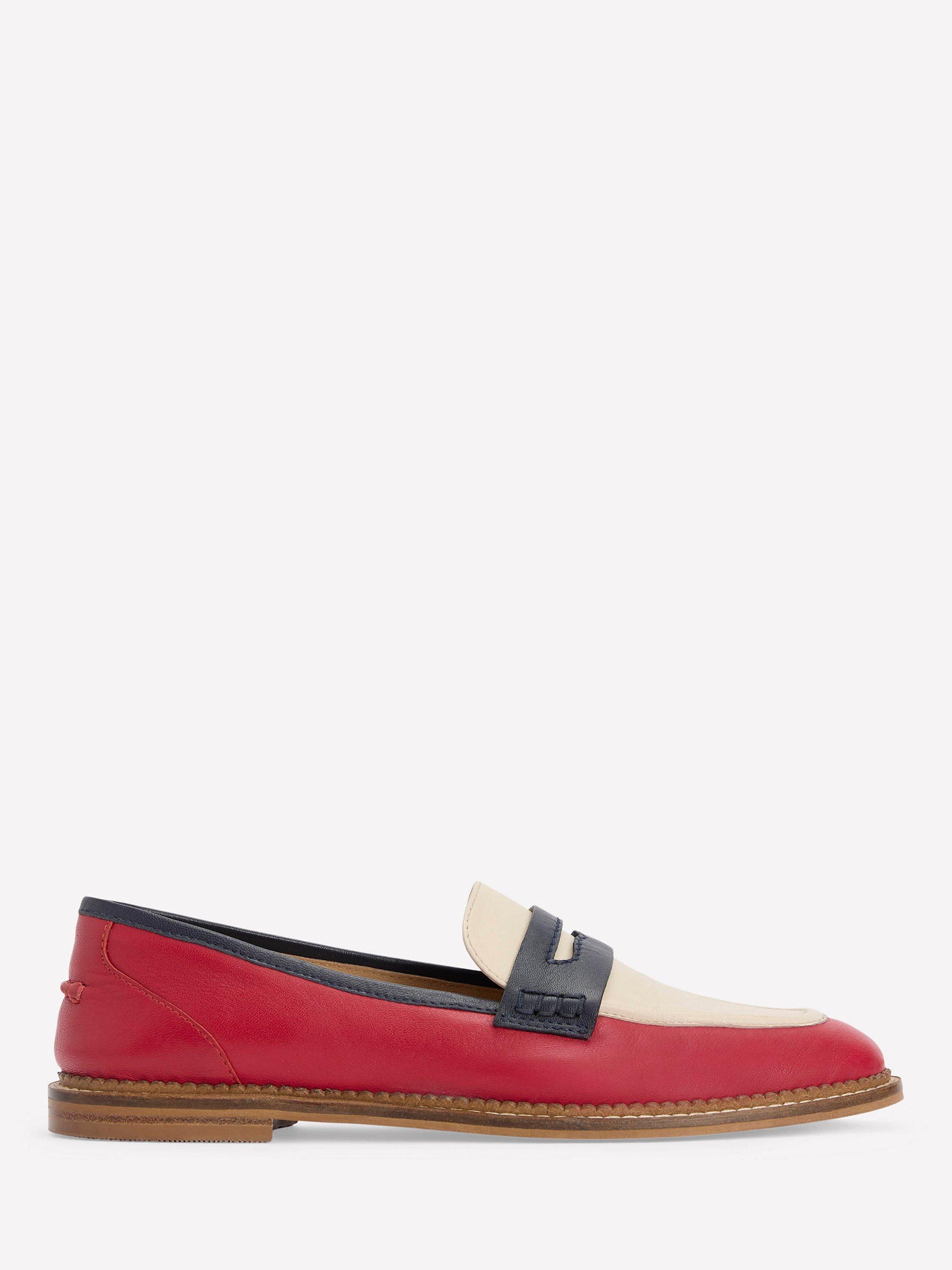 Product image 1 of 5, which shows Boden Nya Penny Loafers, Pillarbox Red/Navy, 5