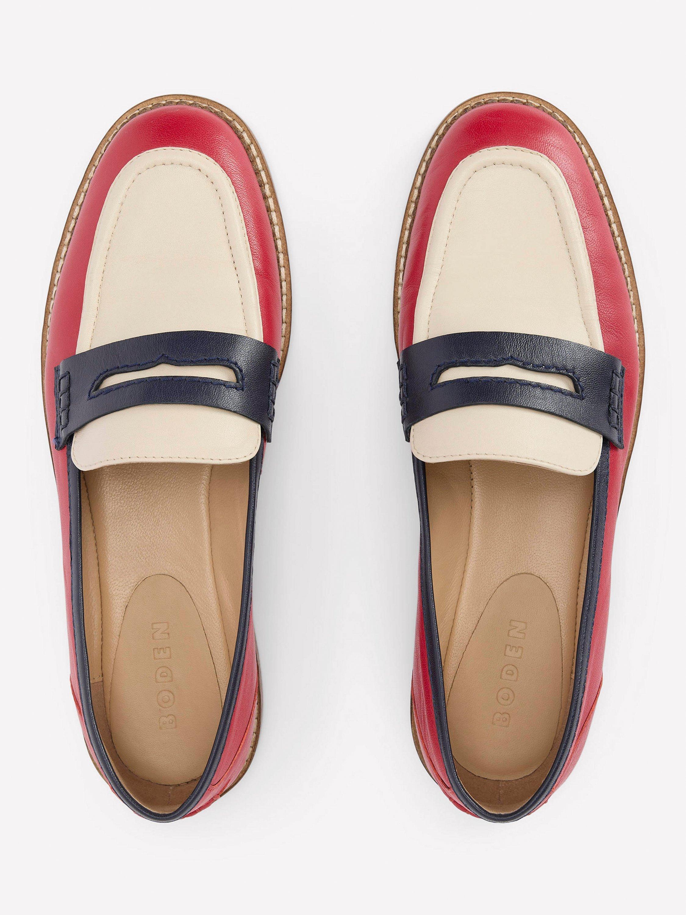 Product image 4 of 5, which shows Boden Nya Penny Loafers, Pillarbox Red/Navy, 5