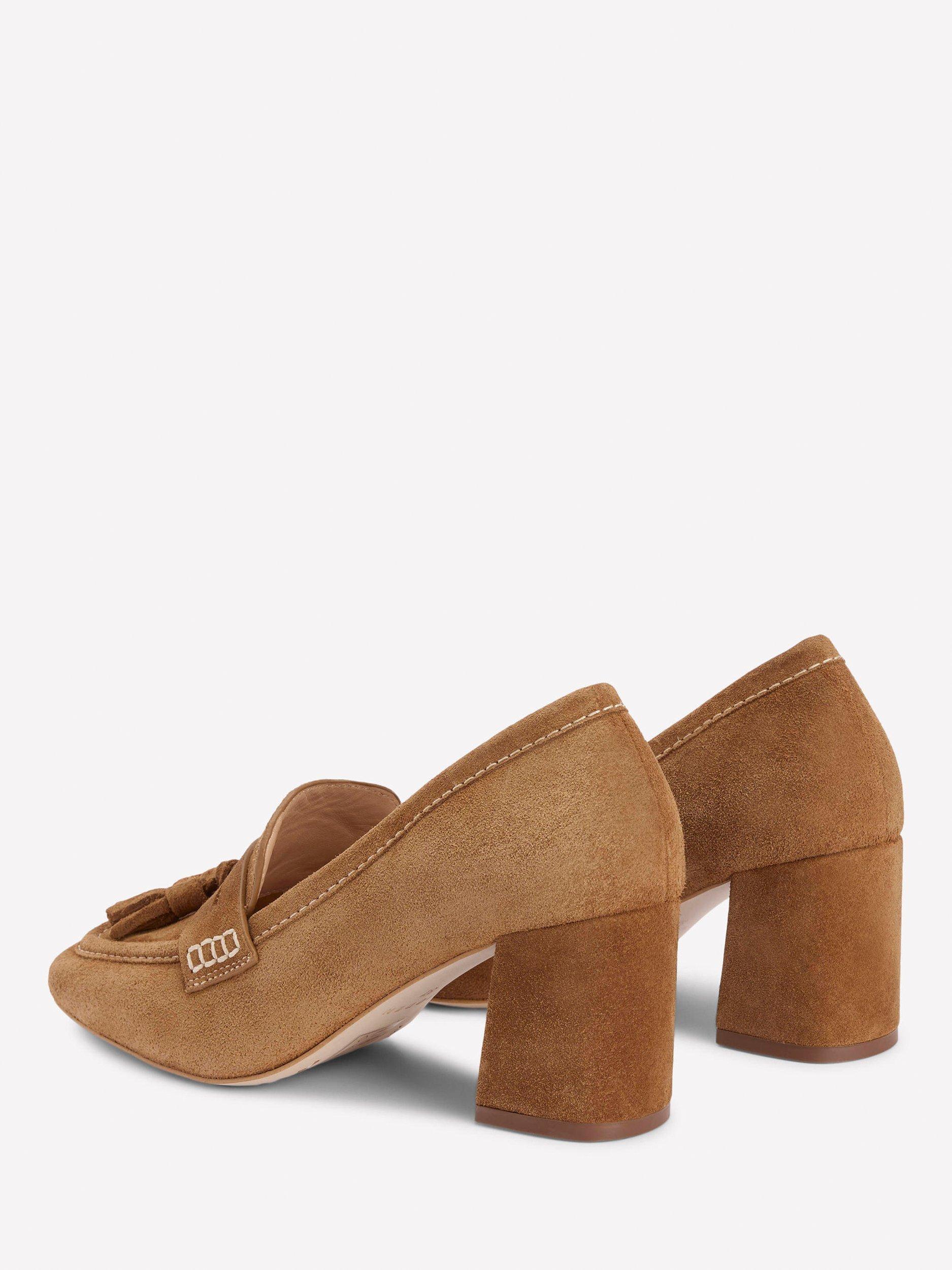Product image 4 of 5, which shows Boden Sol Block Heeled Penny Loafers, Tan, 5