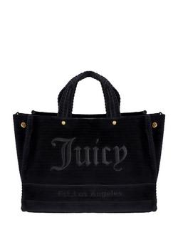 Juicy Couture Logo Medium Shopping Tote Bag, Black, Black