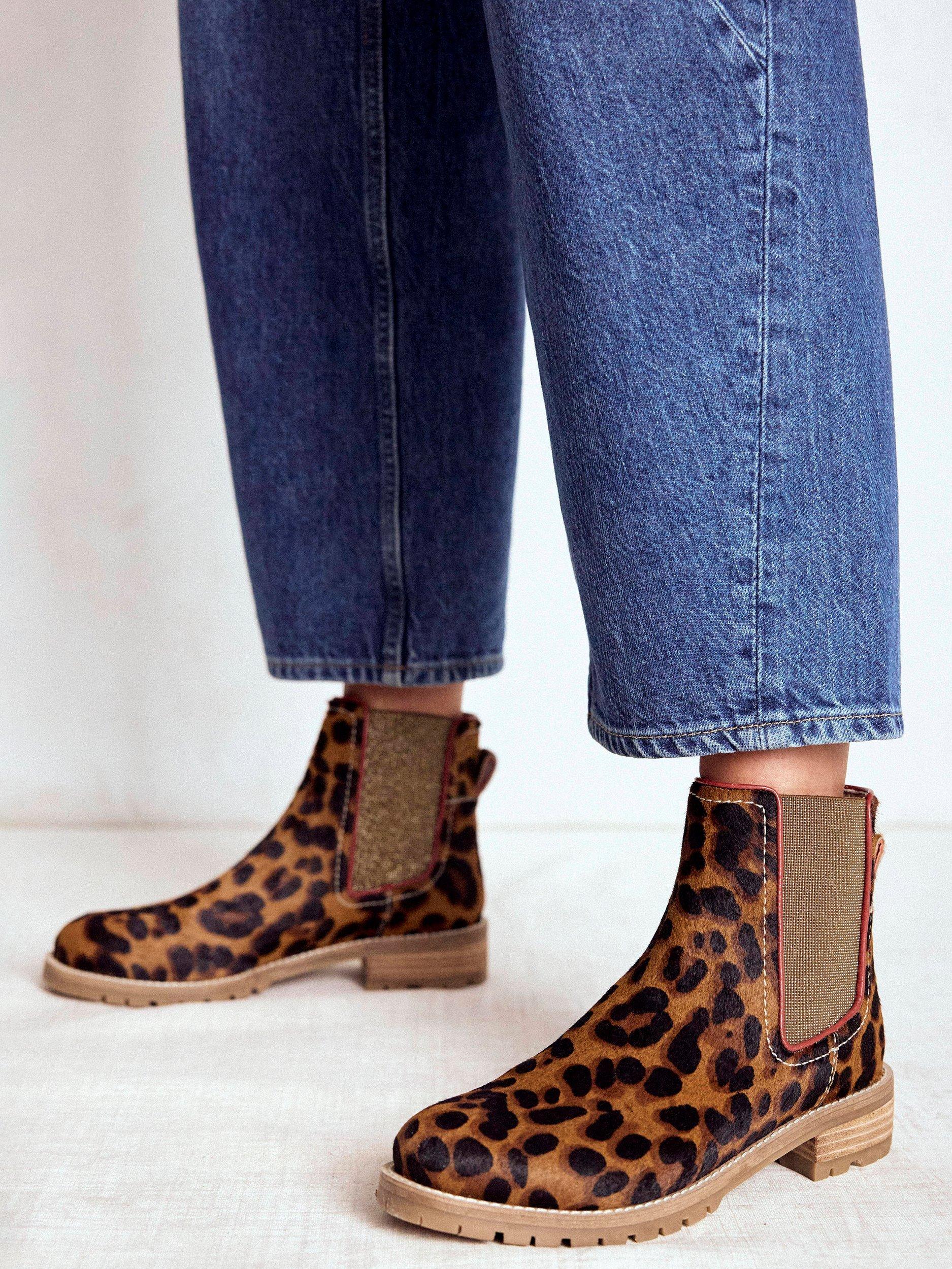 Product image 4 of 6, which shows Boden Freya Suede Chelsea Boots, Leopard, 4