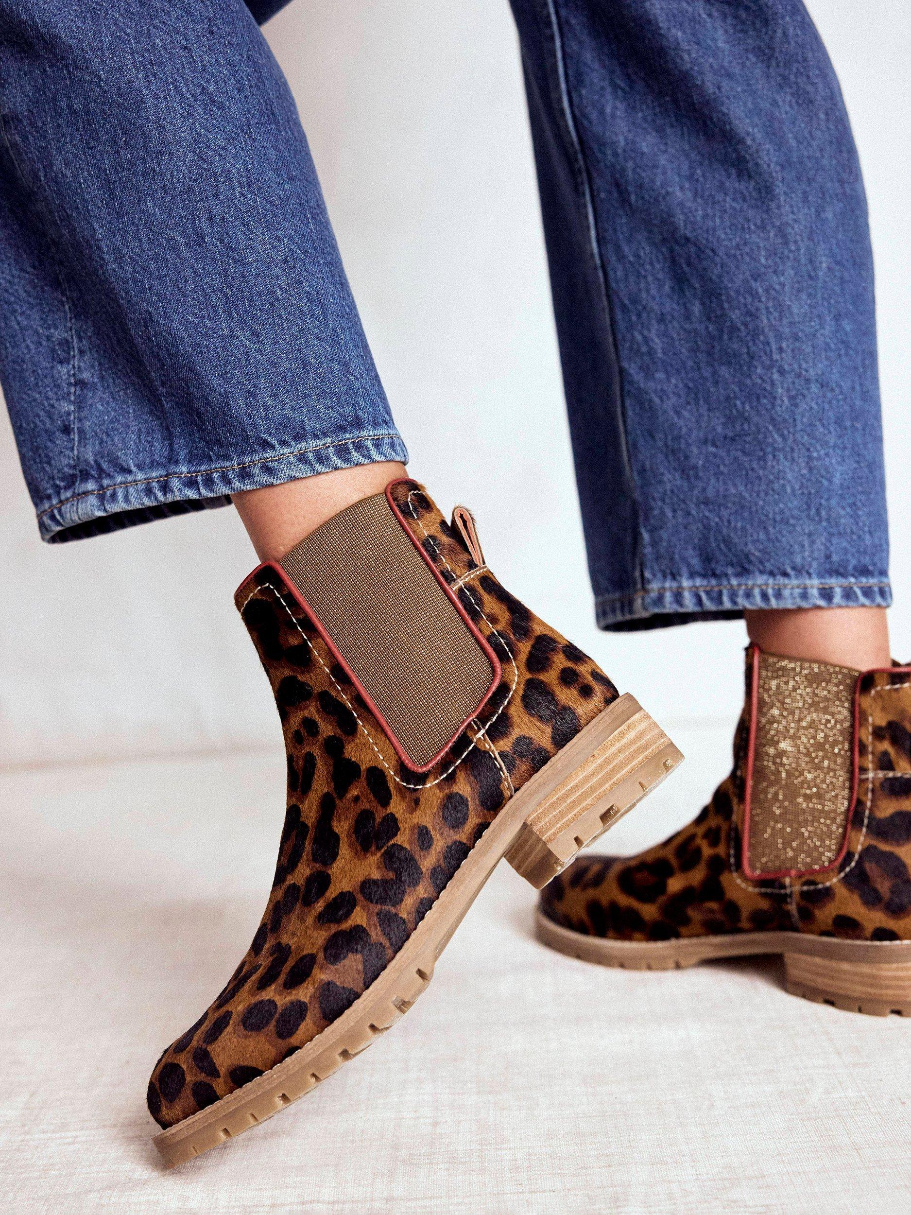 Product image 5 of 6, which shows Boden Freya Suede Chelsea Boots, Leopard, 4