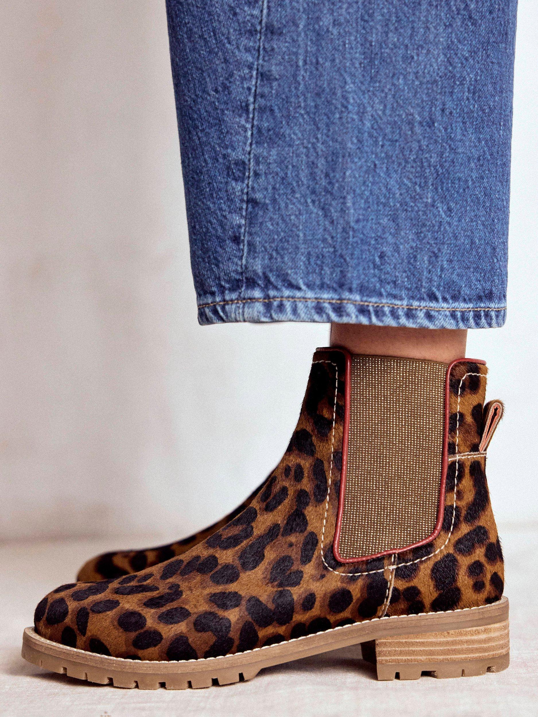 Product image 6 of 6, which shows Boden Freya Suede Chelsea Boots, Leopard, 4