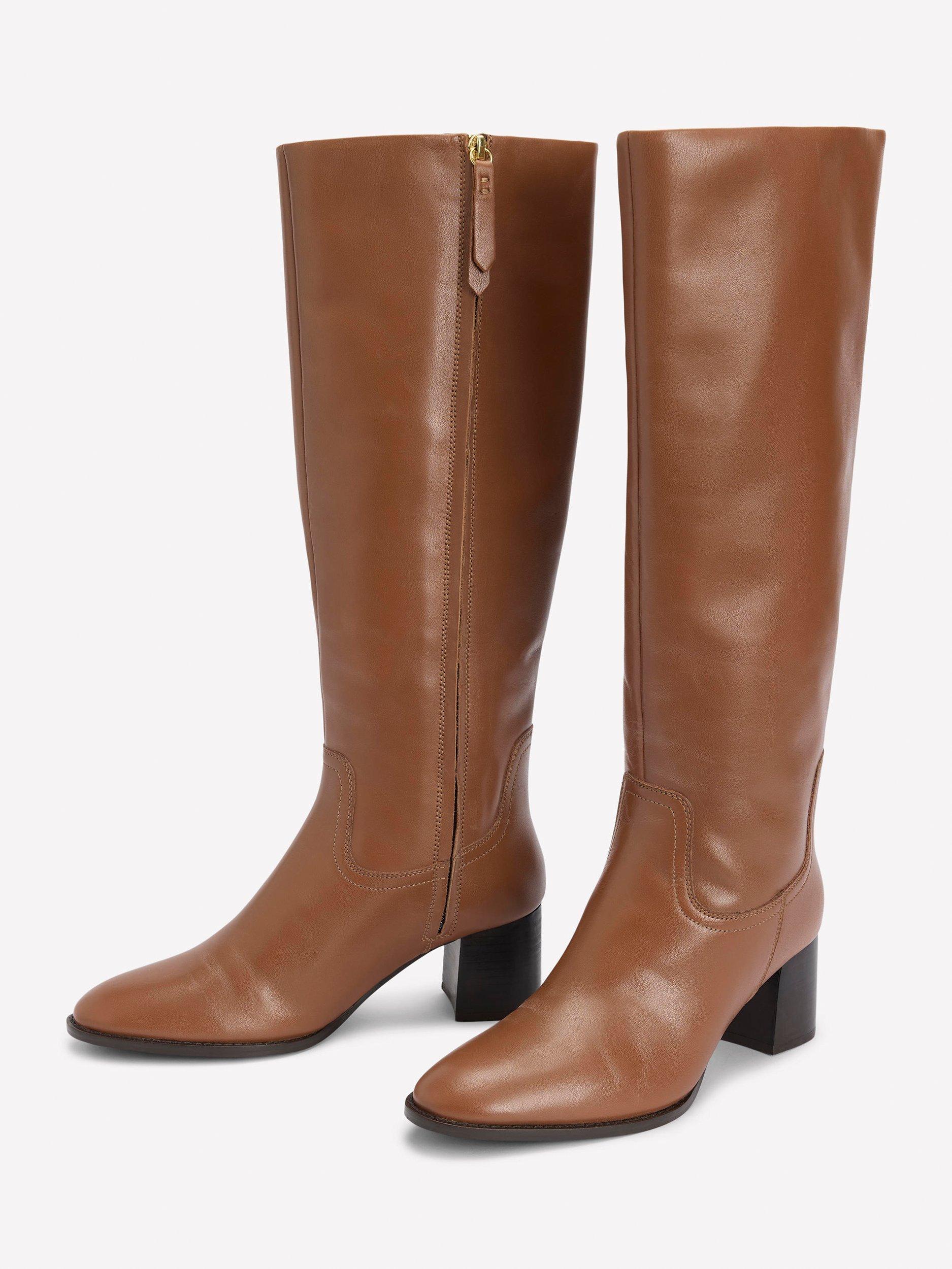 Product image 2 of 4, which shows Boden Skye Leather Smart Knee High Boots, Tan, 4