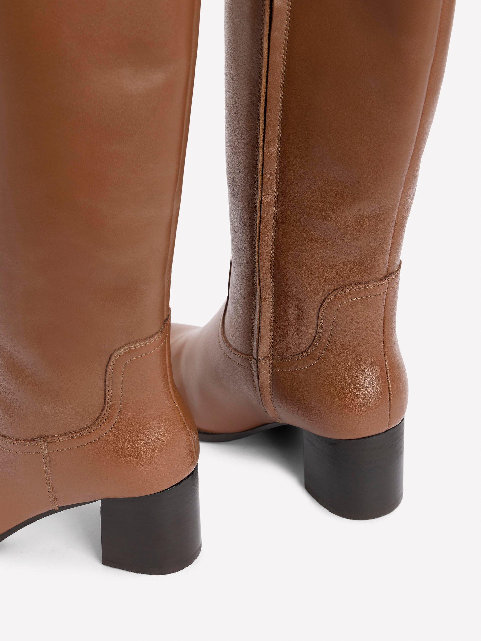 Product image 3 of 4, which shows Boden Skye Leather Smart Knee High Boots, Tan, 4