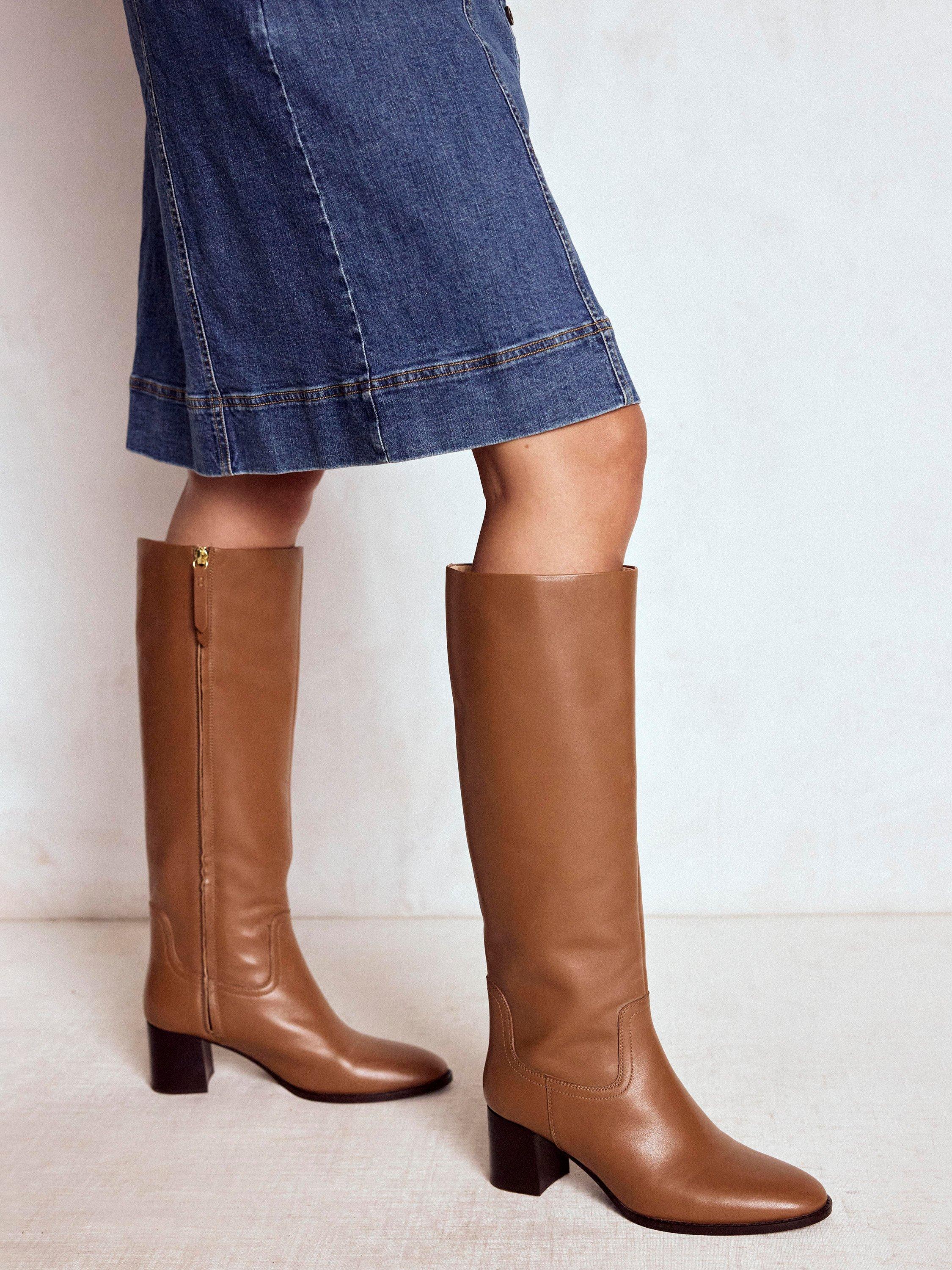 Product image 4 of 4, which shows Boden Skye Leather Smart Knee High Boots, Tan, 4