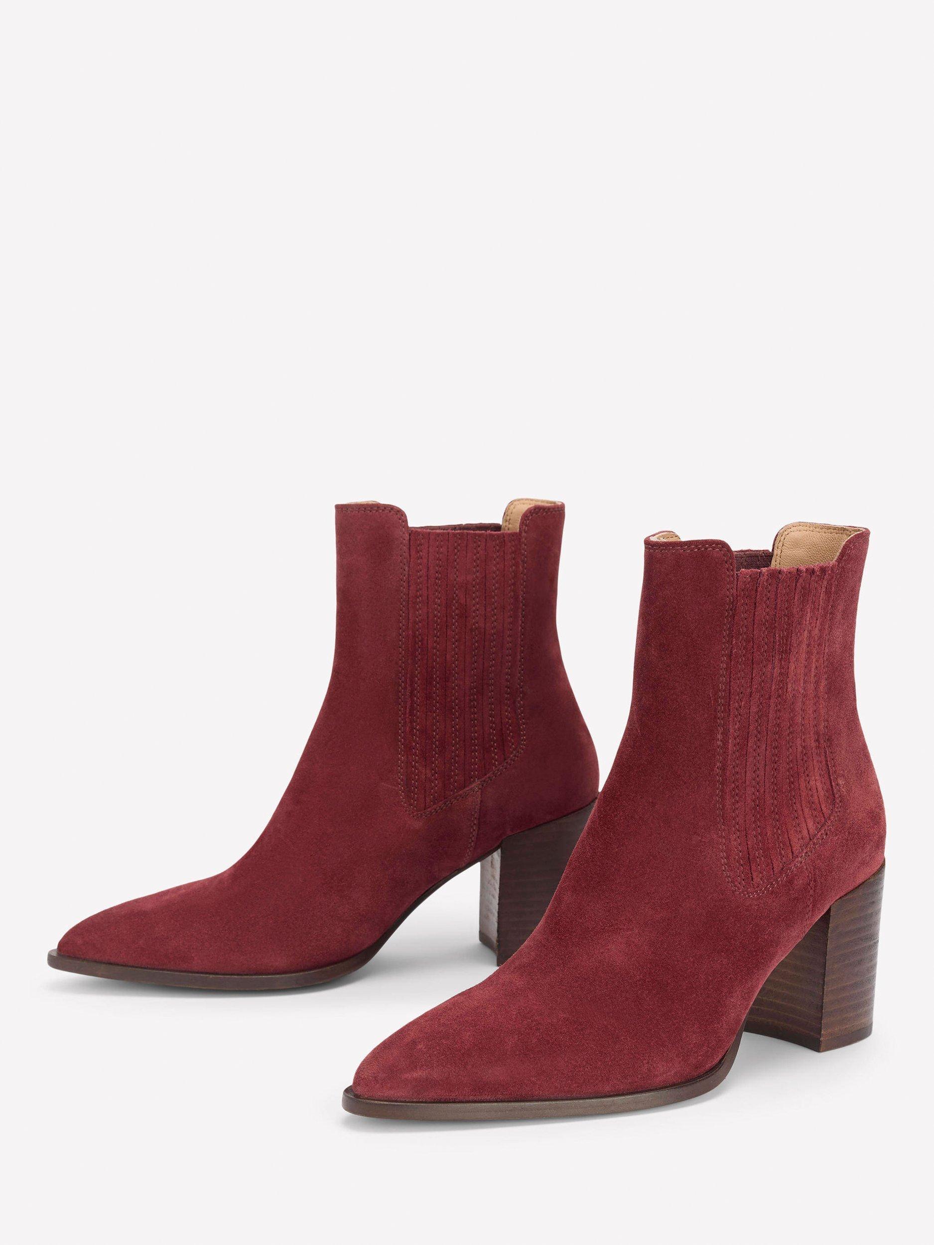 Product image 2 of 5, which shows Boden Point Suede Casual Ankle Boots, Oxblood, 5