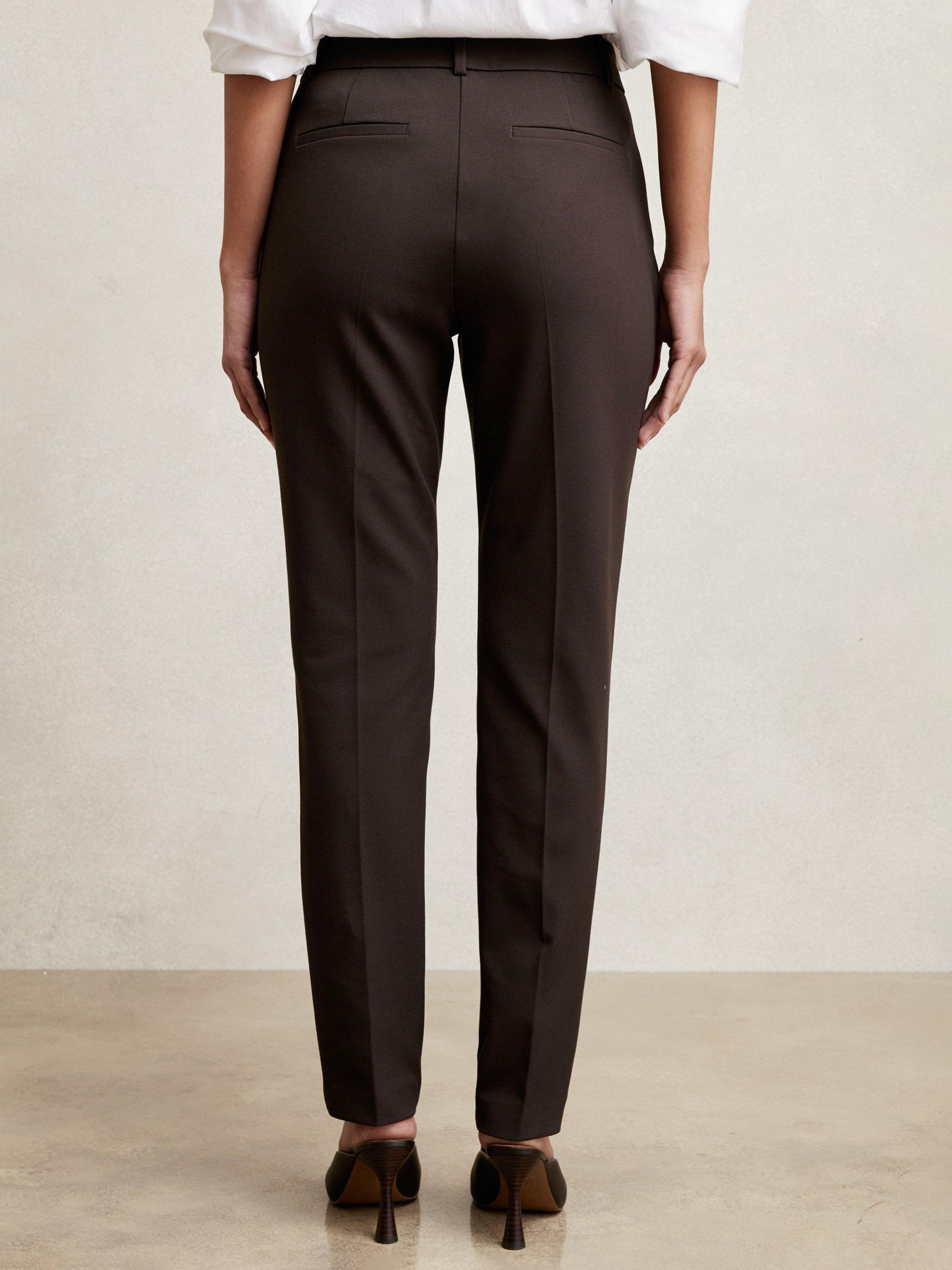 Product image 2 of 5, which shows Reiss Petite Norla Taper Trousers, Chocolate Brown, 6Pt