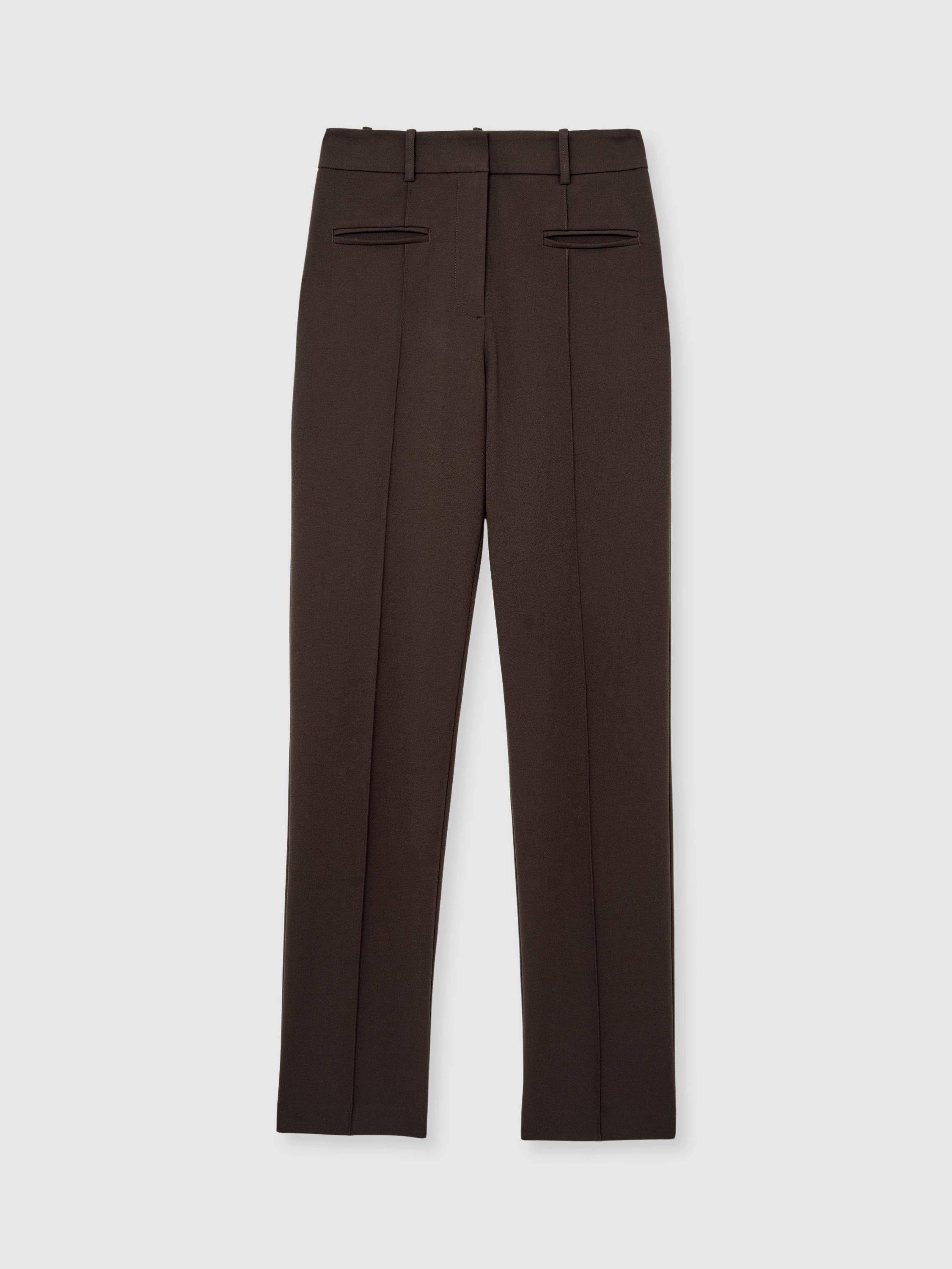 Product image 3 of 5, which shows Reiss Petite Norla Taper Trousers, Chocolate Brown, 6Pt