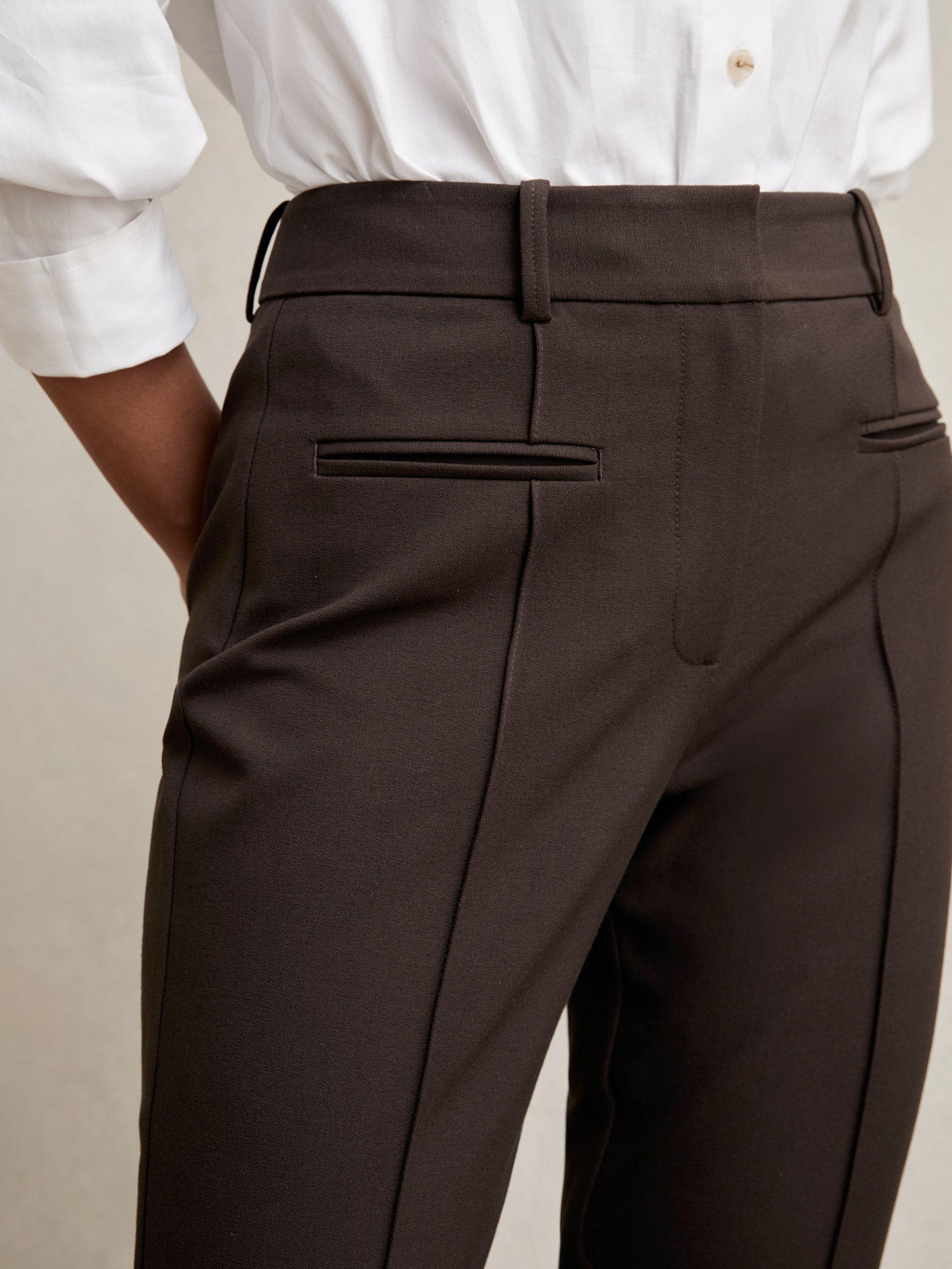 Product image 5 of 5, which shows Reiss Petite Norla Taper Trousers, Chocolate Brown, 6Pt