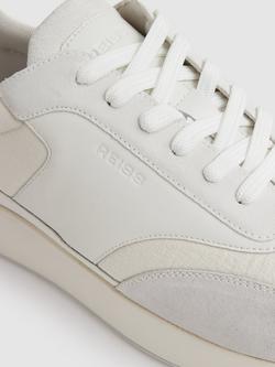 Reiss Emmett Lace Up Trainers - view 2, White