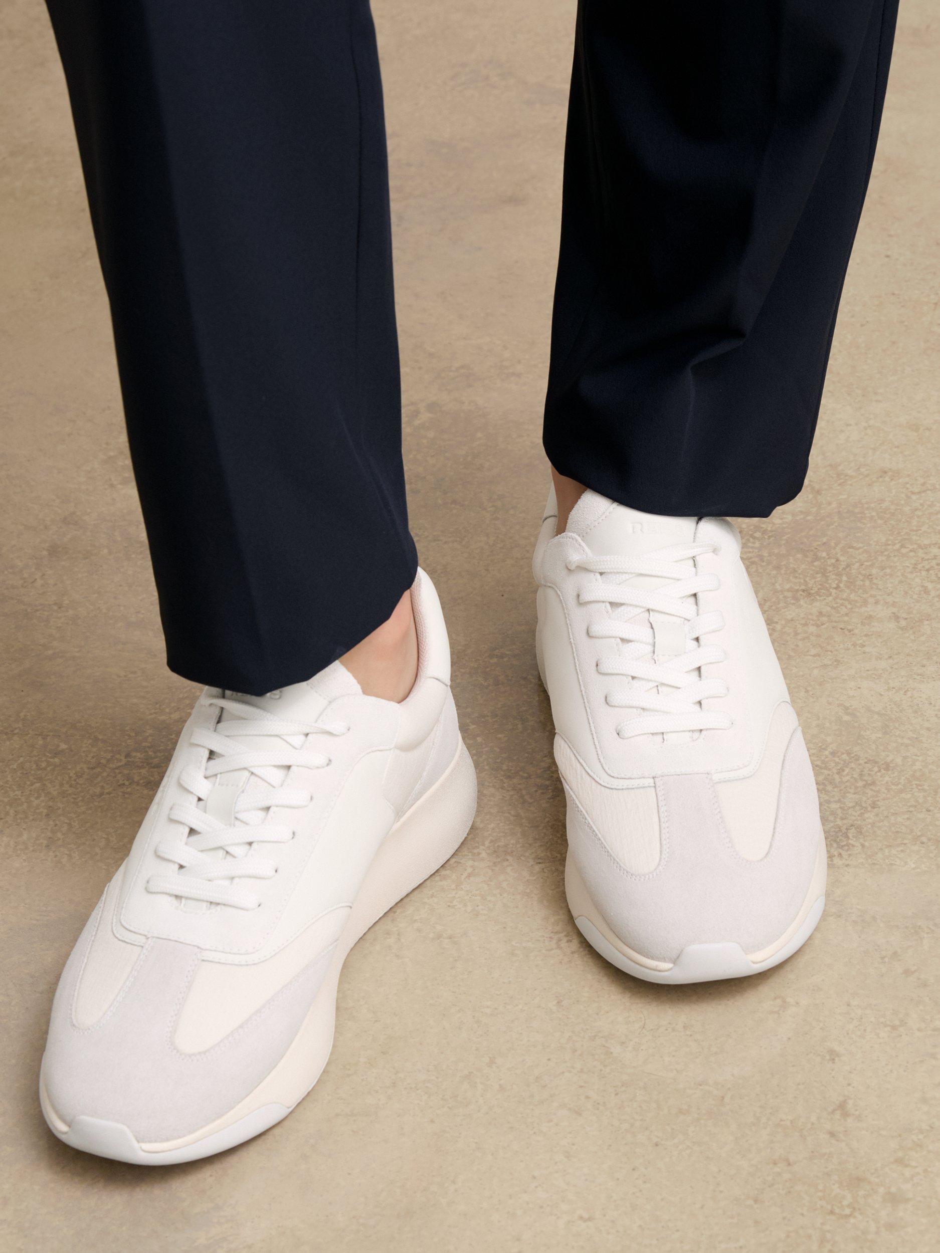 Product image 3 of 5, which shows Reiss Emmett Lace Up Trainers, White, 7