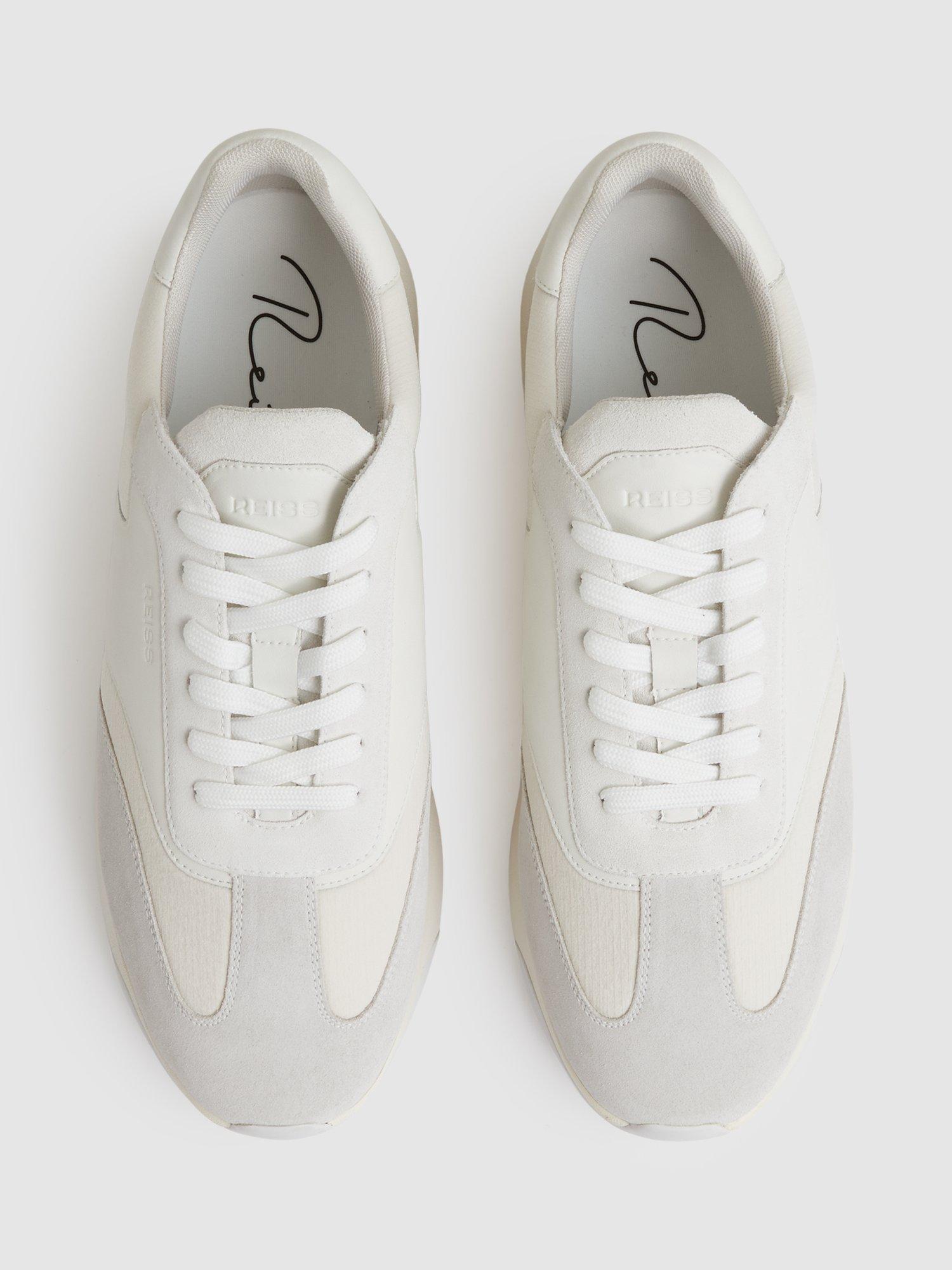 Product image 4 of 5, which shows Reiss Emmett Lace Up Trainers, White, 7