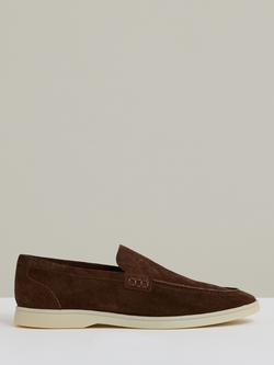 Reiss Kason Suede Loafers, Chocolate Brown